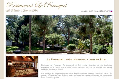 site web restaurant le perroquet Juan les Pins